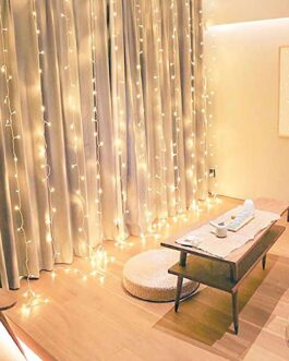 Warm White 300 LED Icicle Curtain Fairy String Lights with 8 Modes 10ft