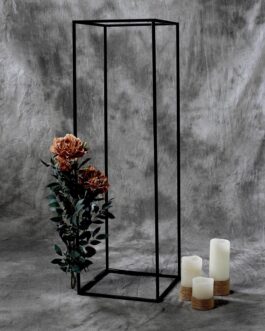 2 Pack Rectangular Matte Black Metal Wedding Flower Stand, Geometric Column Frame Centerpiece 40″