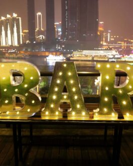 Vintage Galvanized Metal Marquee Letter Cordless With 16 Warm White LED 20″