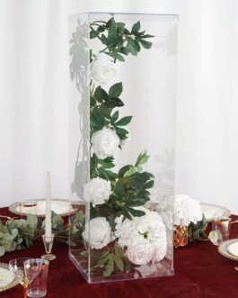 Clear Acrylic Pedestal Riser, Transparent Display Box with Interchangeable Lid and Base 32″