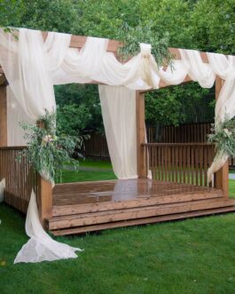 Premium Ivory Chiffon Ceiling Drapery, Durable Flame Resistant Long Curtain Backdrop Panel With Rod Pocket 5ftx32ft