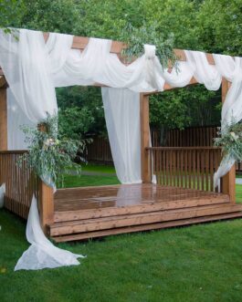 Premium White Chiffon Ceiling Drapery, Durable Flame Resistant Long Curtain Backdrop Panel With Rod Pocket 5ftx32ft