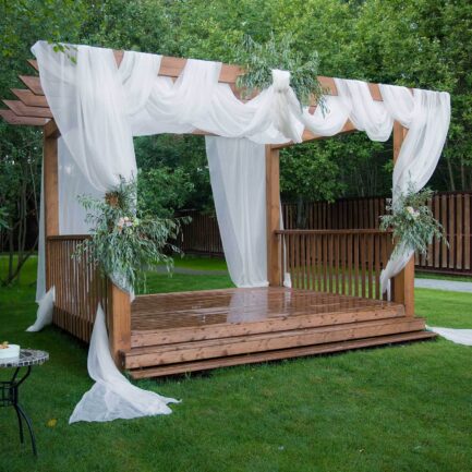 Premium White Chiffon Ceiling Drapery, Durable Flame Resistant Long Curtain Backdrop Panel With Rod Pocket 5ftx32ft