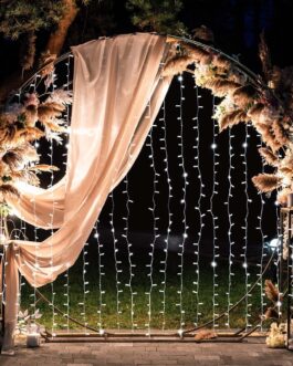 Cool White 192 LED Icicle Curtain Fairy String Lights with 8 Modes 5ftx8ft