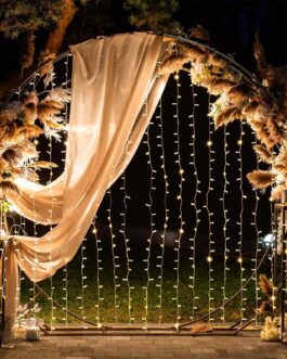 Warm White 192 LED Icicle Curtain Fairy String Lights with 8 Modes 5ftx8ft