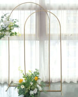 Gold Metal Wedding Arch Chiara Backdrop Stand Floral Display Frame With Round Top 6ft