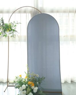 Matte Dusty Blue Spandex Fitted Wedding Arch Cover For Round Top Chiara Backdrop Stand 6ft
