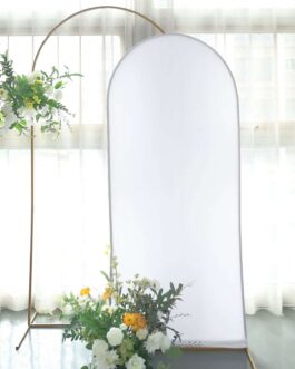 Matte White Spandex Fitted Wedding Arch Cover For Round Top Chiara Backdrop Stand 6ft