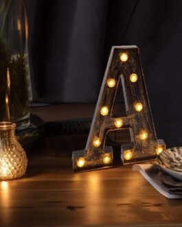 Antique Black Industrial Style LED Marquee Letter “A”, Vintage Style Light Up Alphabet Letter Sign – 9″