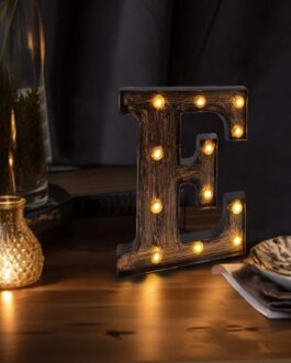 Antique Black Industrial Style LED Marquee Letter “E”, Vintage Style Light Up Alphabet Letter Sign – 9″