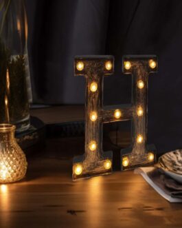 Antique Black Industrial Style LED Marquee Letter “H”, Vintage Style Light Up Alphabet Letter Sign – 9″