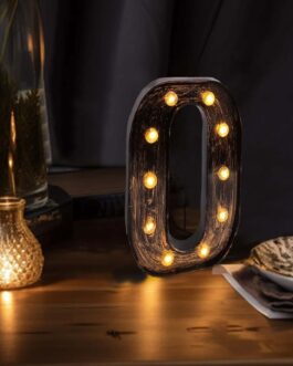 Antique Black Industrial Style LED Marquee Letter “O”, Vintage Style Light Up Alphabet Letter Sign – 9″