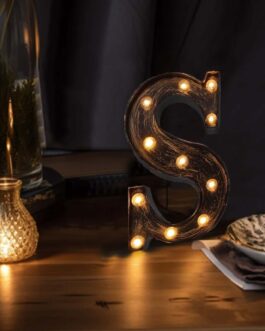 Antique Black Industrial Style LED Marquee Letter “S”, Vintage Style Light Up Alphabet Letter Sign – 9″