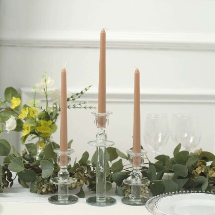 12 Pack Beige Premium Wax Taper Candles, Unscented Candles 10"