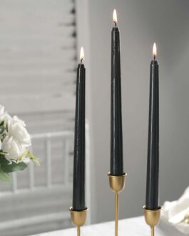 12 Pack Black Premium Wax Taper Candles, Unscented Candles 10″