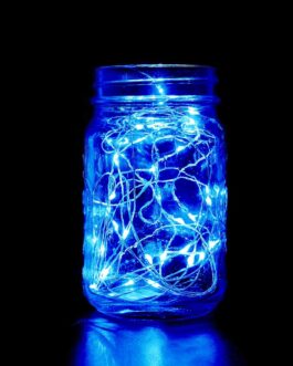 Light Blue Starry Bright 20 LED String Lights, Battery Operated Micro Fairy Lights 90″
