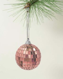 6 Pack Rose Gold Foam Disco Mirror Ball With Hanging Strings, Holiday Christmas Ornaments 2″