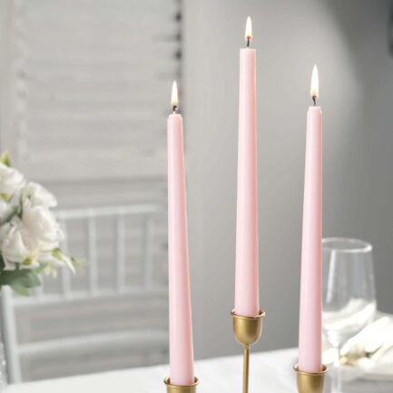 12 Pack Blush Premium Wax Taper Candles, Unscented Candles 10"