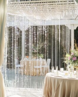 Acrylic Crystal Beaded Curtain with Polyester Rod Pocket, 43 Strands Room Divider Clear Diamond Cut Beads Doorway String Curtain – 5ftx12ft