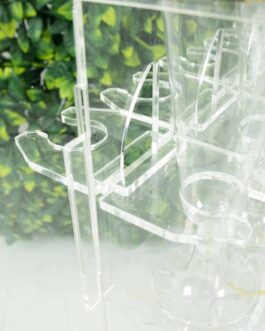 20 Pack Clear Acrylic Glass Holder Hooks for Double Side Display on Champagne Rack Stand 3″