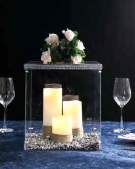 Clear Acrylic Pedestal Riser, Transparent Display Box with Interchangeable Lid and Base 12″