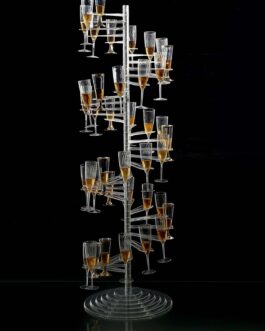 Clear Acrylic Spiral Champagne Flute Bar Rack Stand with 40 Holders, Cocktail Tree Wine Glass Display Holder – 4.5ft