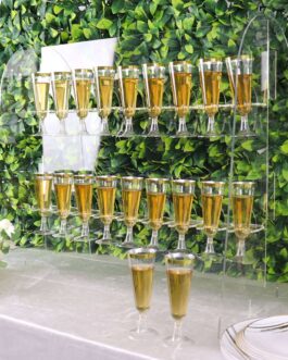 Clear Acrylic 2-Tier Table Top Cocktail Rack, 18 Champagne Glass Display Stand 25″