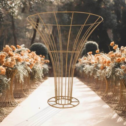 Gold Floor Standing Blossom Metal Tree Flower Frame, Wedding Floral Display Stand - 6.5ft