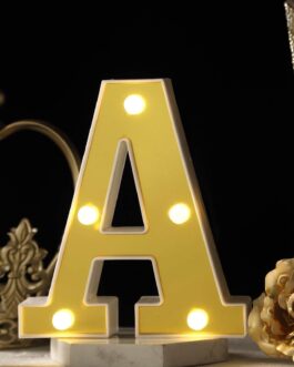 Gold 3D Marquee “A” Letters – Warm White 5 LED Light Up Letters 6″