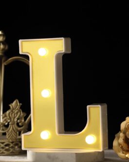 Gold 3D Marquee “L” Letters – Warm White 4 LED Light Up Letters 6″