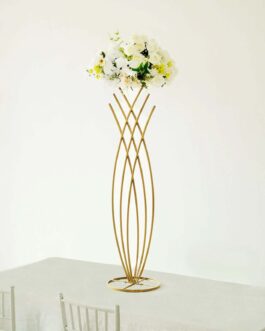 Gold Metal Mermaid Tail Flower Frame Table Centerpiece, Wedding Floral Display Stand 4ft Tall