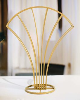 Gold Metal Scalloped Fan Shape Flower Frame Table Centerpiece, Wedding Floral Display Stand 32″ Tall