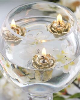 12 Pack Gold Mini Rose Flower Floating Candles Wedding Vase Fillers 1″