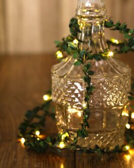 Green Leaf Battery Operated 30 LED Fairy String Light Garland, White Light 10ft