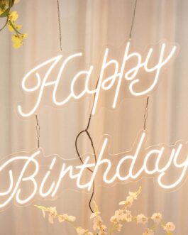 Happy Birthday Neon Light Sign, LED Reusable Wall DÃ©cor Lights With 5ft Hanging Chain 32″