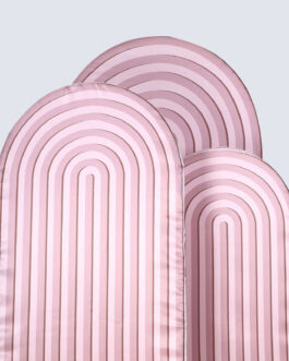 Set of 3 Dusty Rose Ripple Chiara Backdrop Stand Covers, Fitted Covers For Round Top Wedding Arches 5ft, 6ft, 7ft