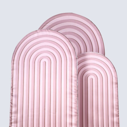 Set of 3 Dusty Rose Ripple Chiara Backdrop Stand Covers, Fitted Covers For Round Top Wedding Arches 5ft, 6ft, 7ft