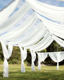 Ivory Sheer Ceiling/Curtain Draping Panels Durable Flame Resistant Fabric 10ftx40ft