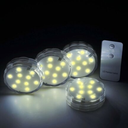 4 Pack Flower Shaped Warm White LED Disc Lights With Remote, DIY Centerpiece Accent Light 3"