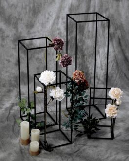 Set of 4 Matte Black Metal Frame Flower Stand, Wedding Column Centerpieces 16″/24″/32″/40″