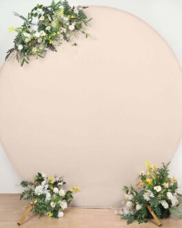 Matte Blush Round Spandex Fit Wedding Backdrop Stand Cover 7.5ft