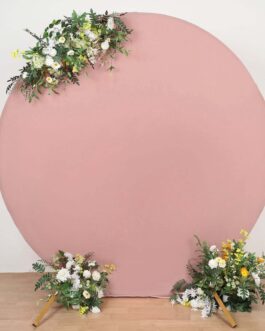 Matte Dusty Rose Round Spandex Fit Wedding Backdrop Stand Cover 7.5ft