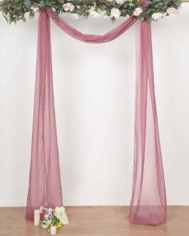 Mauve Cinnamon Rose Sheer Organza Wedding Arch Draping Fabric, Long Curtain Backdrop Window Scarf Valance 18ft