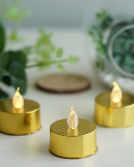 12 Pack Metallic Gold Flameless LED Tealight Candles, Battery Operated Reusable Candles