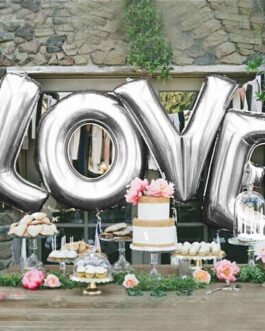 Metallic Silver Mylar Foil Helium/Air Number and Letter Balloons 35″