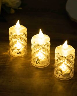 12 Pack Warm White Diamond Cut Battery Operated LED Candles, Decorative Flameless Tealight Candles – 3″