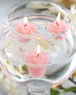 12 Pack Pink Mini Rose Flower Floating Candles Wedding Vase Fillers 1″