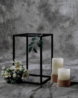 2 Pack Rectangular Matte Black Metal Wedding Flower Stand, Geometric Column Frame Centerpiece 12″