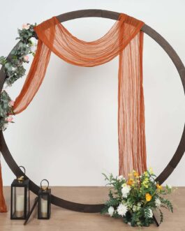 Terracotta (Rust) Gauze Cheesecloth Draping Fabric Wedding Arch Decorations, Window Scarf Valance Drapes, Boho Arbor Long Curtain Panel 20ft