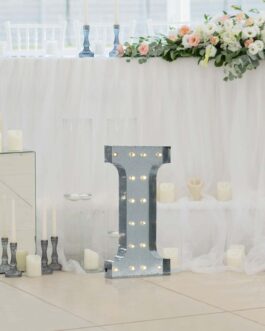 Vintage Galvanized Metal Marquee “I” Letter Light Cordless With 16 Warm White LED 20″